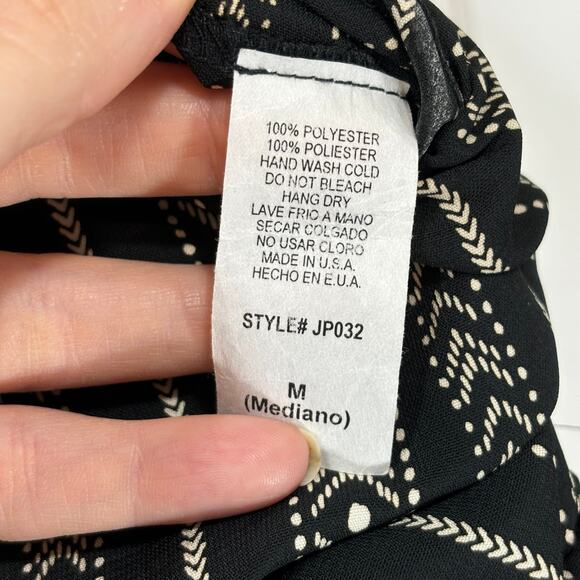 Vision Black Cream Boho Hippie Indie Jumpsuit Romper MEDIUM Casual Sleeveless - Picture 9 of 9